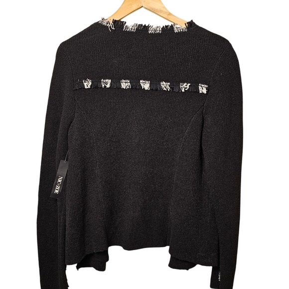 NIC+ZOE Black Textured Open Front Cardigan Sweater Jacket Size M NWT Retail $178 - Picture 2 of 13